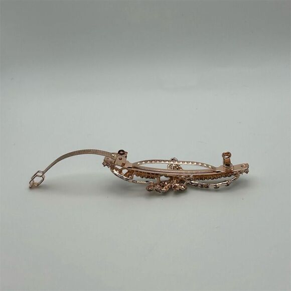 Rose Gold Tone Butterfly Crystal Rhinestone Hair Clip Barrette Party Accessory - Picture 5 of 9